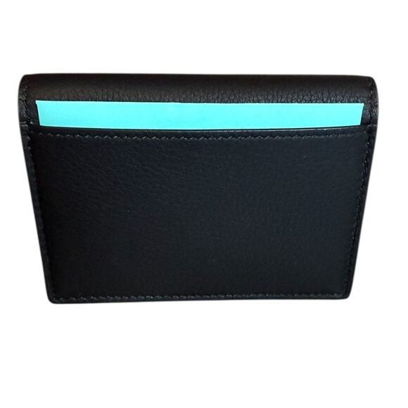 Tiffany & Co. Deco Flap Card Holder Case Black Leather - Picture 3 of 7